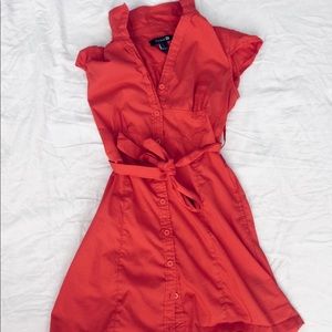 Forever 21 Red Belted-Shirt Dress
